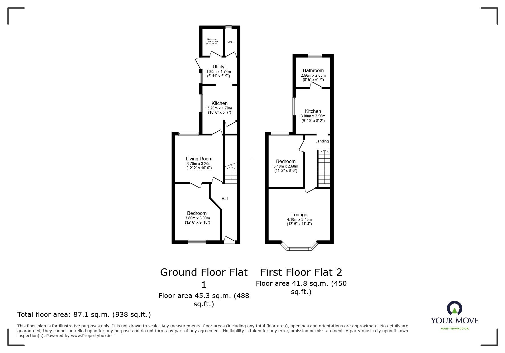 Floorplan of 2 bedroom Mid Terrace Flat for sale, Balmoral Road, Gillingham, Kent, ME7