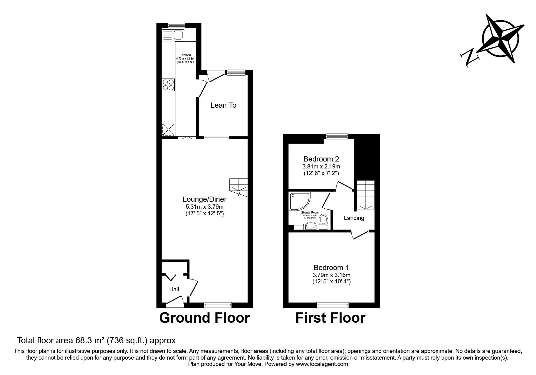 Floorplan of 2 bedroom Mid Terrace House for sale, Skinner Street, Gillingham, Kent, ME7
