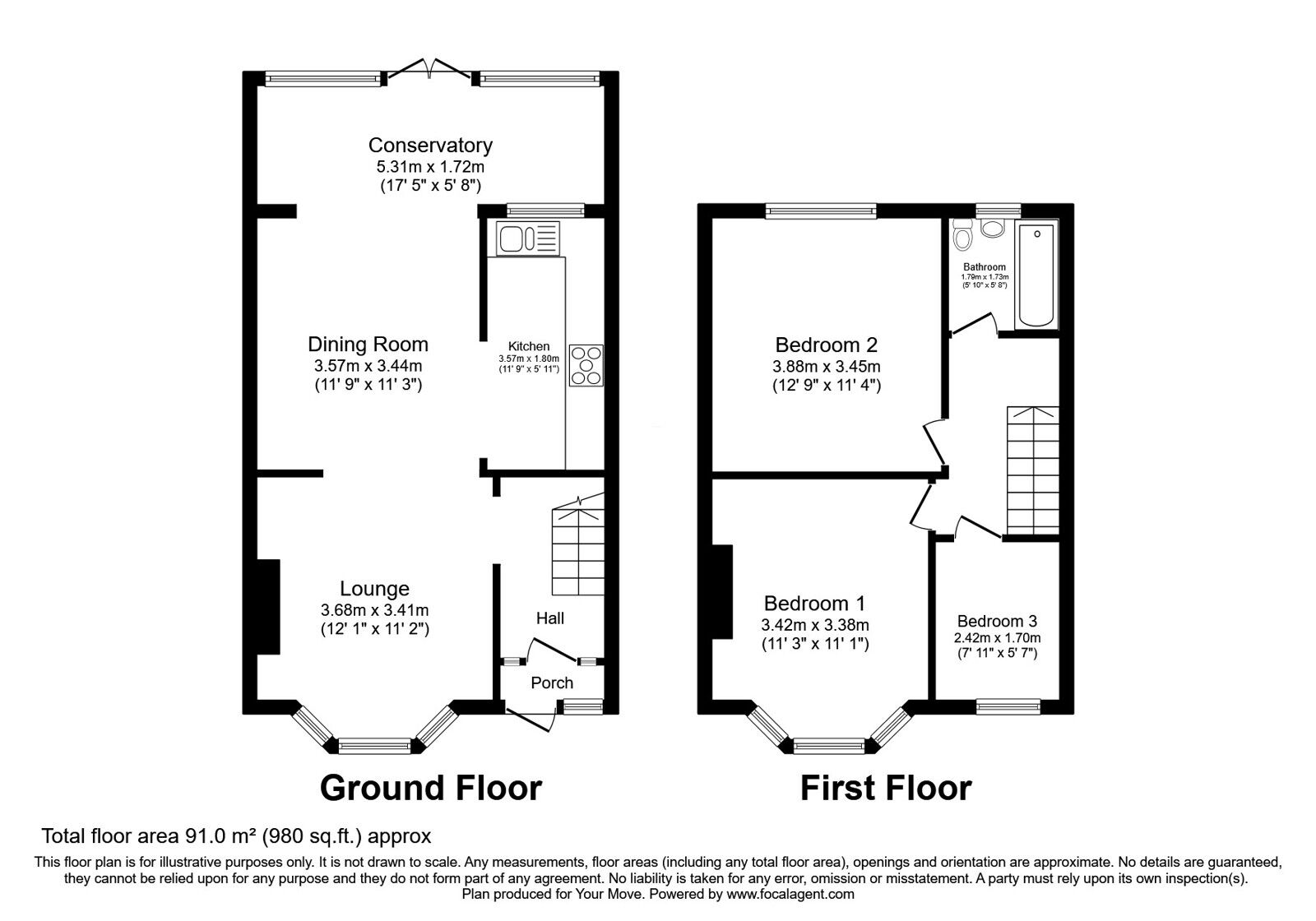 Floorplan of 3 bedroom End Terrace House for sale, MacDonald Road, Gillingham, Kent, ME7