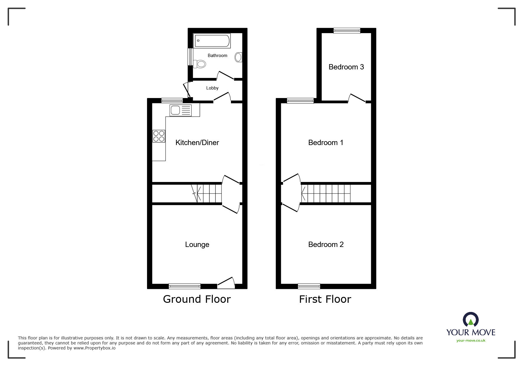 Floorplan of 3 bedroom Mid Terrace House to rent, Gardiner Street, Gillingham, Kent, ME7