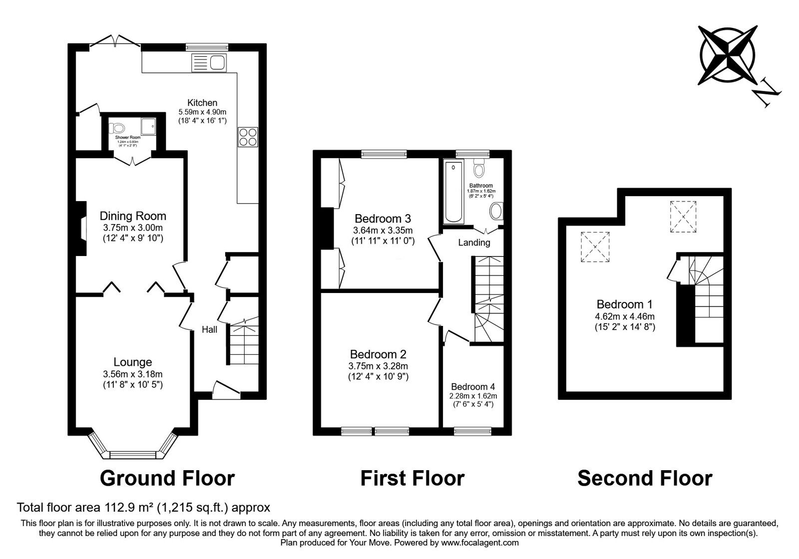 Floorplan of 4 bedroom Mid Terrace House for sale, Valley Road, Gillingham, Kent, ME7