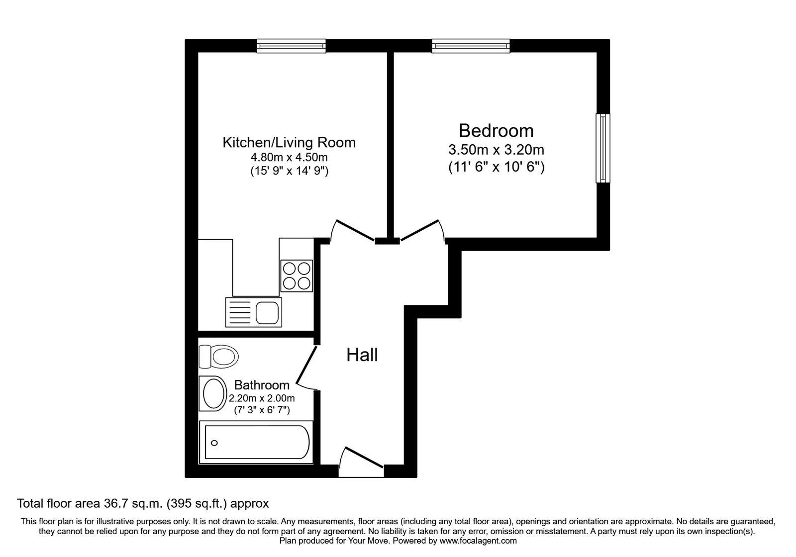 Floorplan of 1 bedroom Flat to rent, Trafalgar Street, Gillingham, Kent, ME7