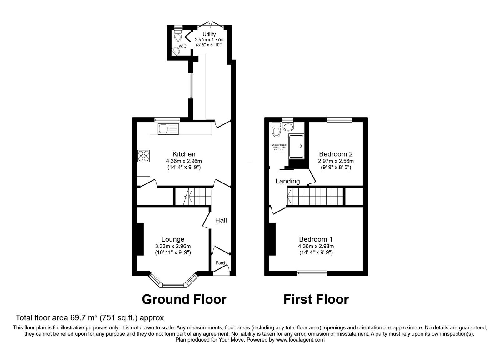 Floorplan of 2 bedroom Mid Terrace House for sale, Corporation Road, Gillingham, Kent, ME7
