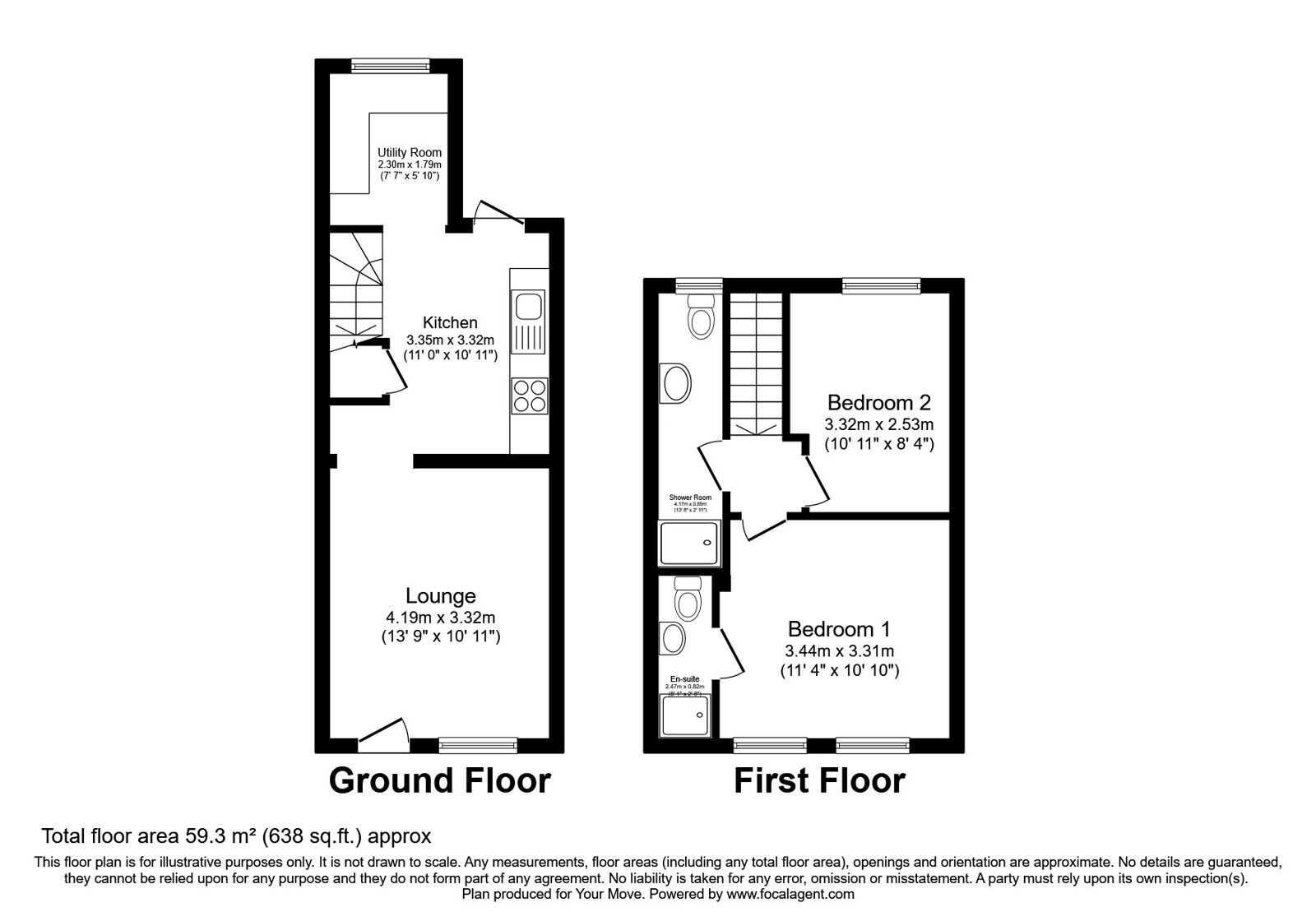 Floorplan of 2 bedroom Mid Terrace House for sale, Gads Hill, Gillingham, Kent, ME7