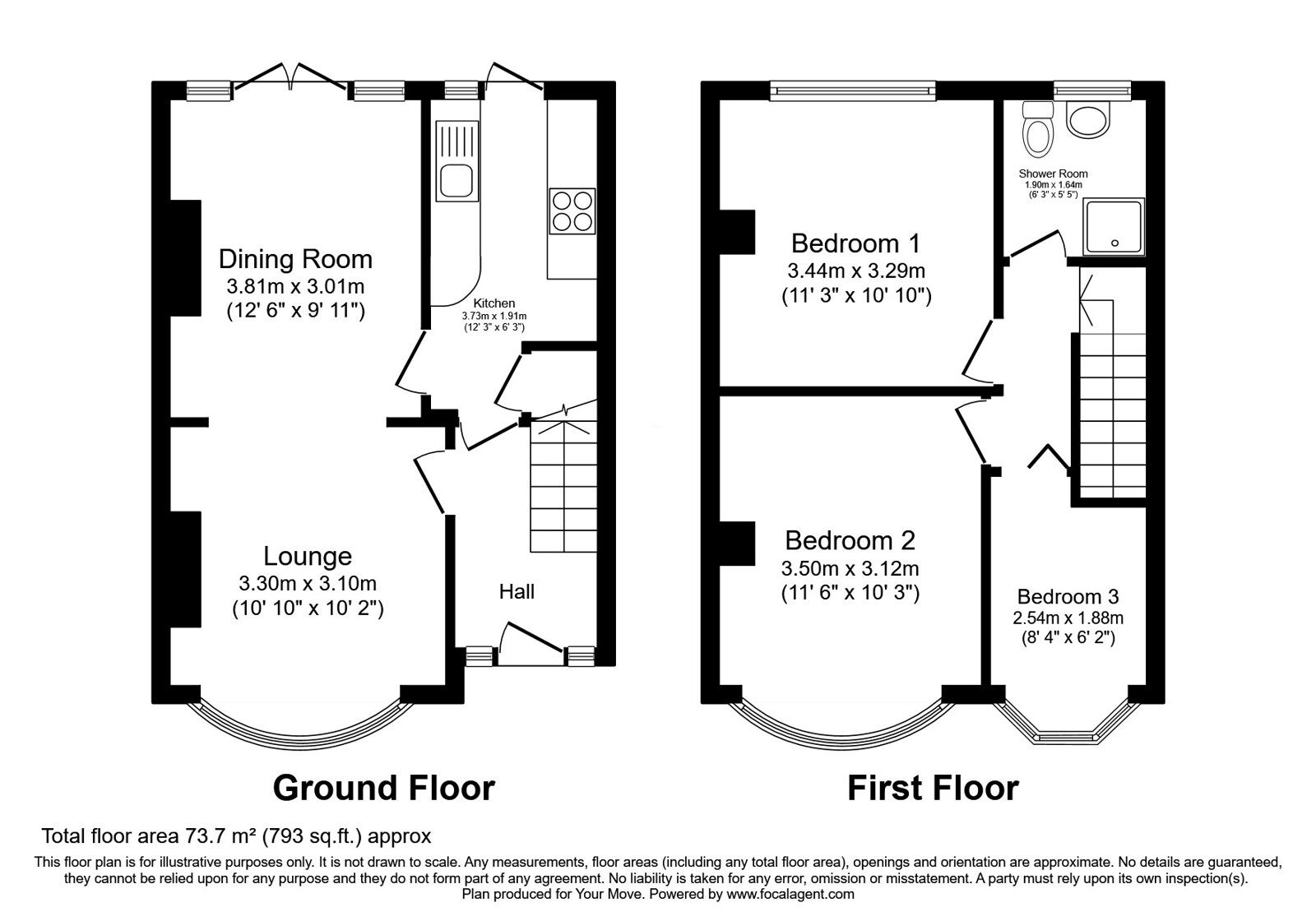 Floorplan of 3 bedroom Mid Terrace House for sale, Woodlands Road, Gillingham, Kent, ME7