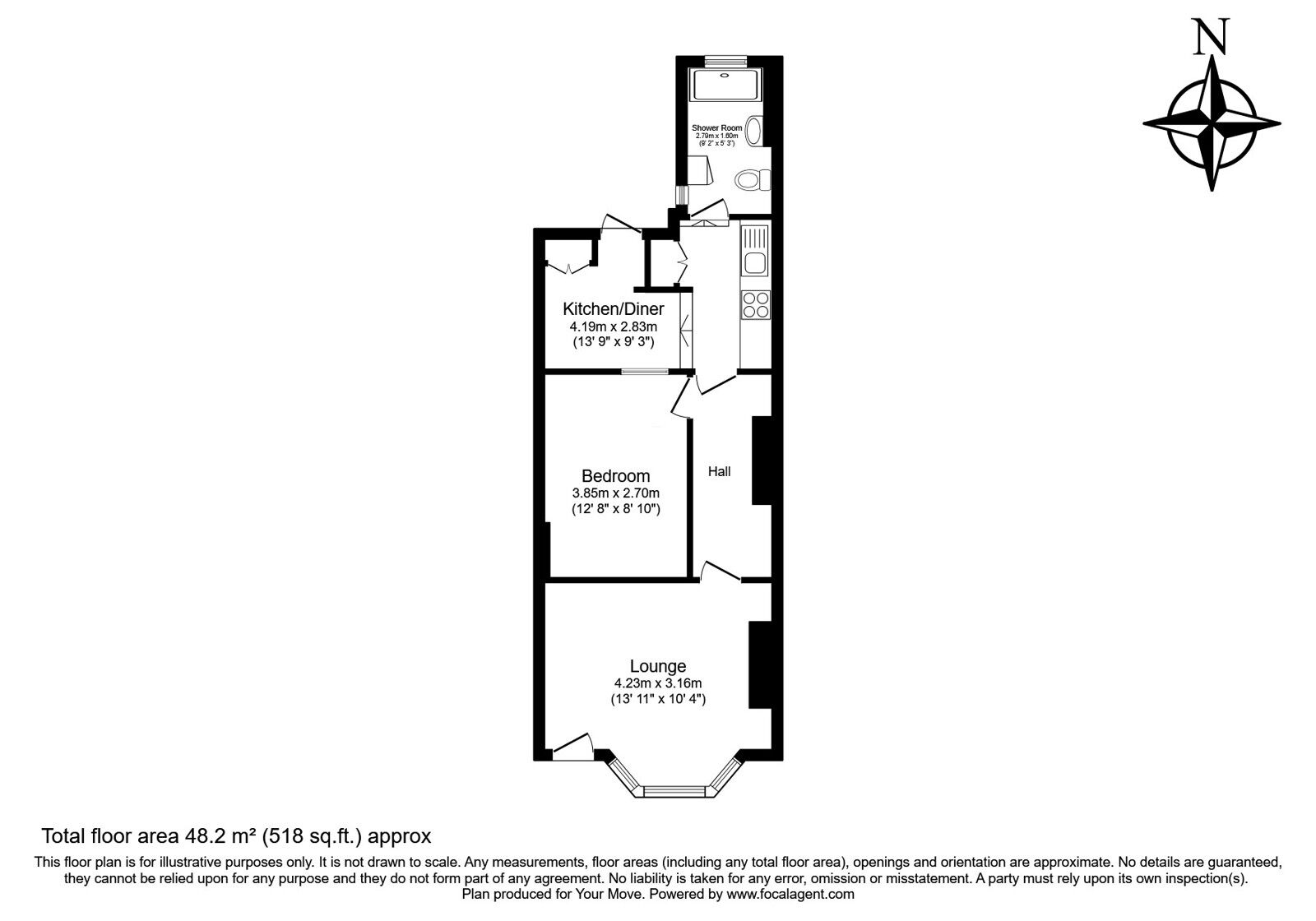 Floorplan of 1 bedroom  House for sale, Richmond Road, Gillingham, Kent, ME7