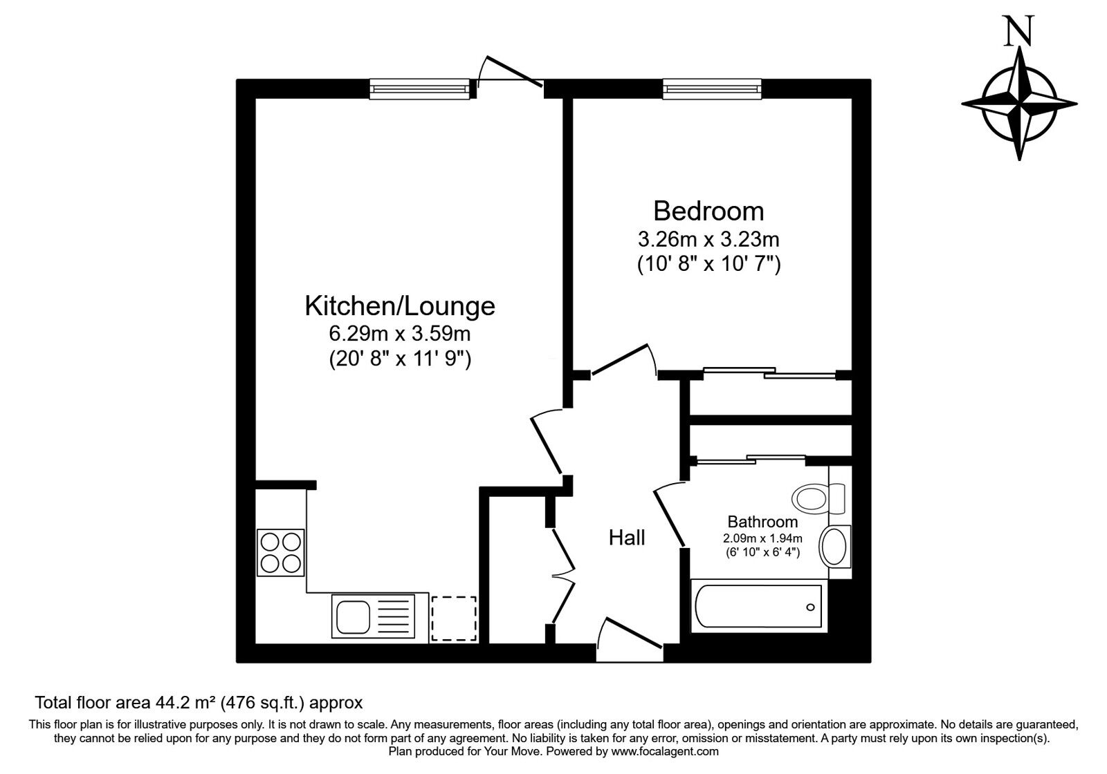 Floorplan of 1 bedroom  Flat to rent, Pearl Lane, Gillingham, Kent, ME7