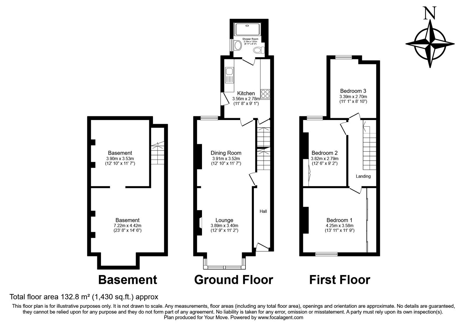 Floorplan of 3 bedroom Mid Terrace House for sale, Rosebery Road, Gillingham, Kent, ME7