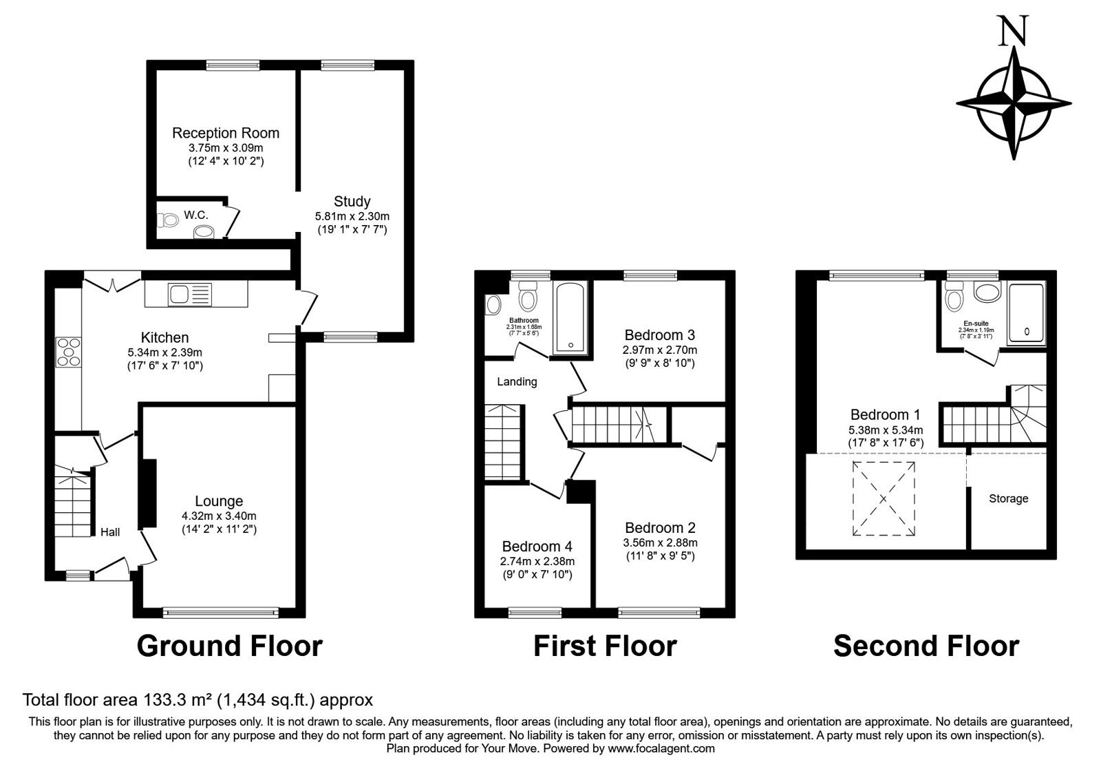 Floorplan of 4 bedroom Semi Detached House for sale, Coniston Close, Gillingham, Kent, ME7