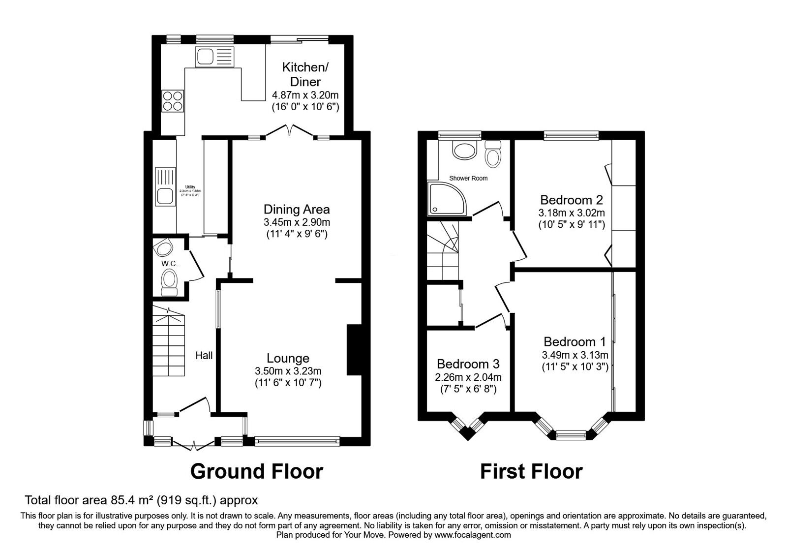 Floorplan of 3 bedroom Mid Terrace House for sale, Castlemaine Avenue, Gillingham, Kent, ME7