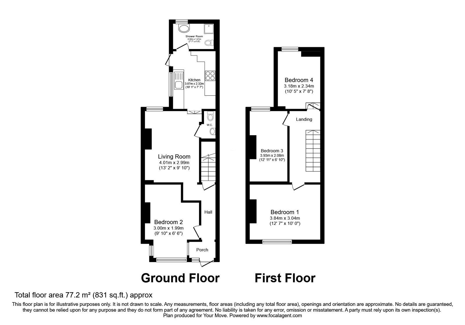 Floorplan of 3 bedroom Mid Terrace House for sale, Corporation Road, Gillingham, Kent, ME7