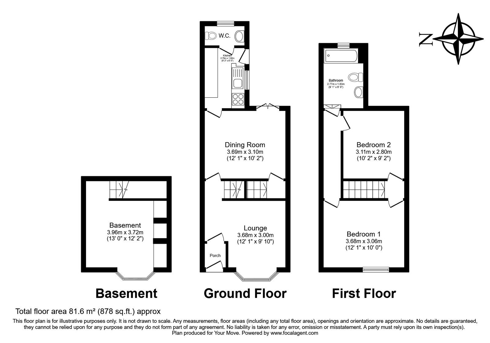 Floorplan of 2 bedroom Mid Terrace House for sale, King Edward Road, Gillingham, Kent, ME7