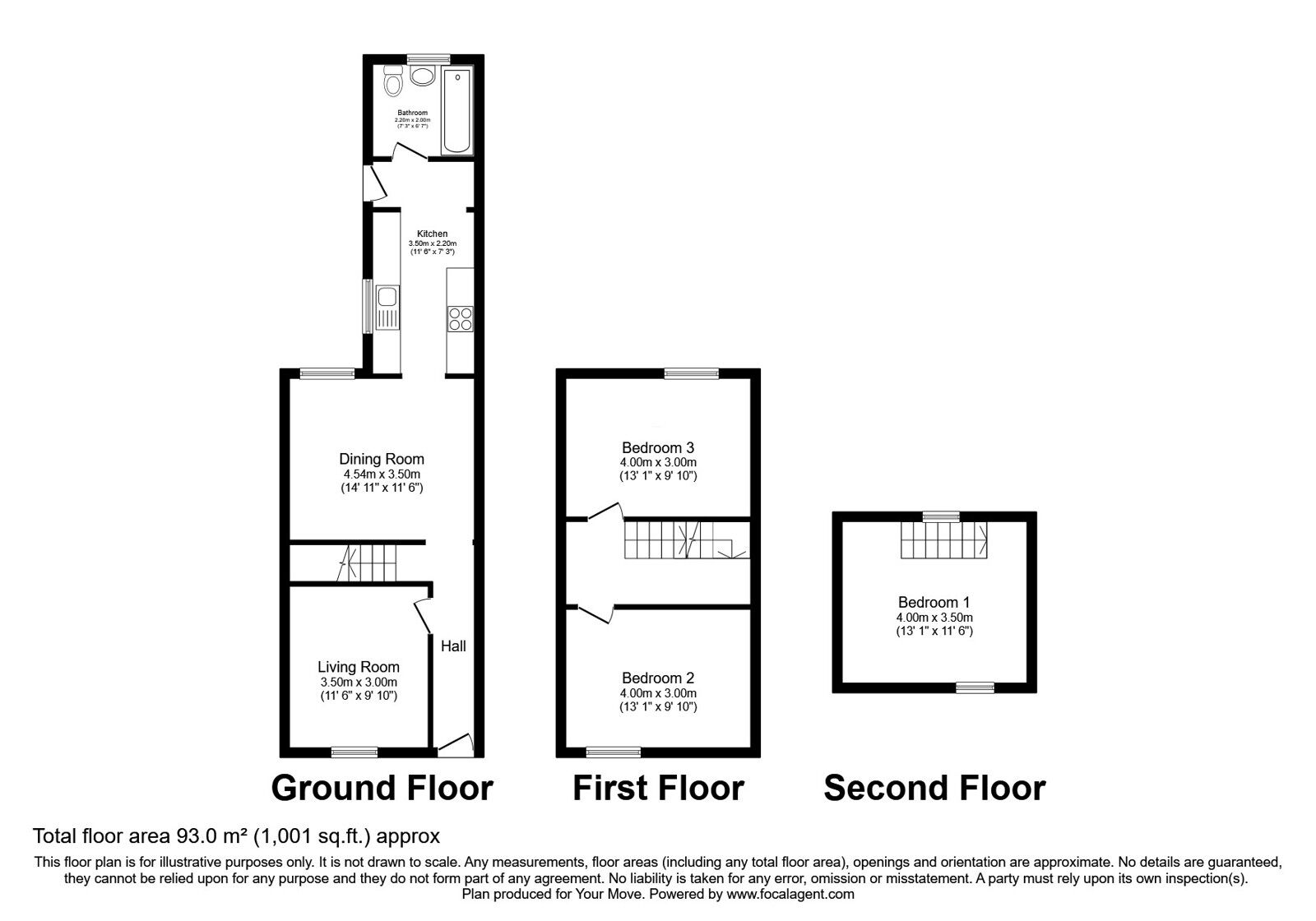Floorplan of 3 bedroom Mid Terrace House for sale, Layfield Road, Gillingham, Kent, ME7