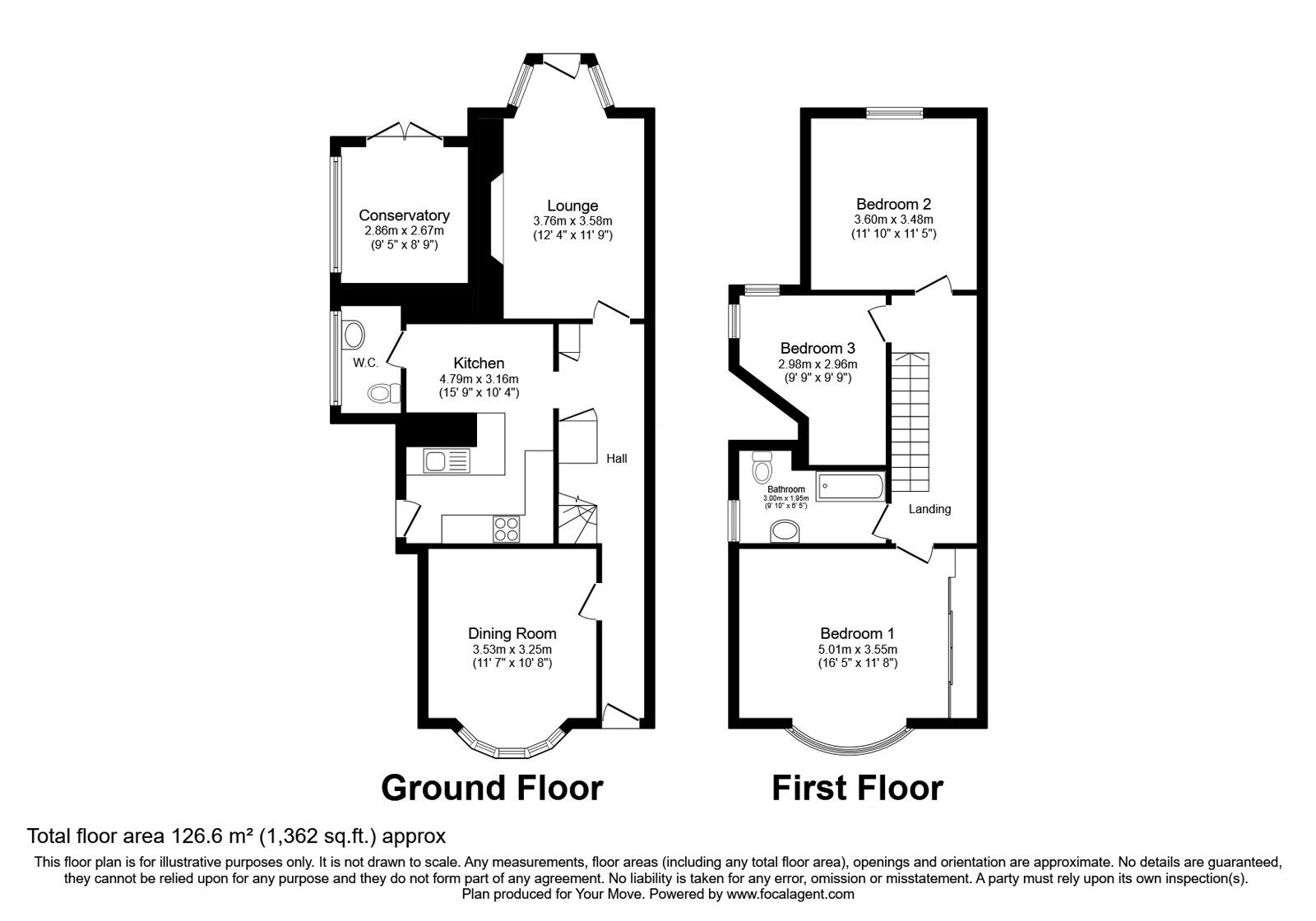 Floorplan of 3 bedroom Semi Detached House for sale, Ethelbert Road, Rochester, Kent, ME1