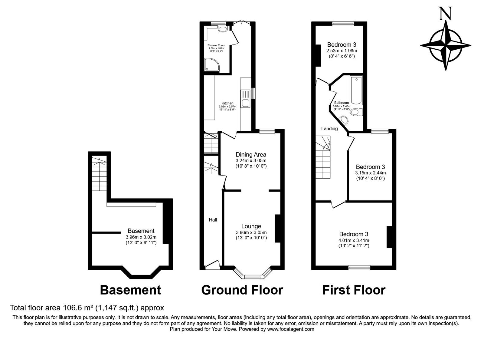 Floorplan of 3 bedroom Mid Terrace House for sale, Garfield Road, Gillingham, Kent, ME7