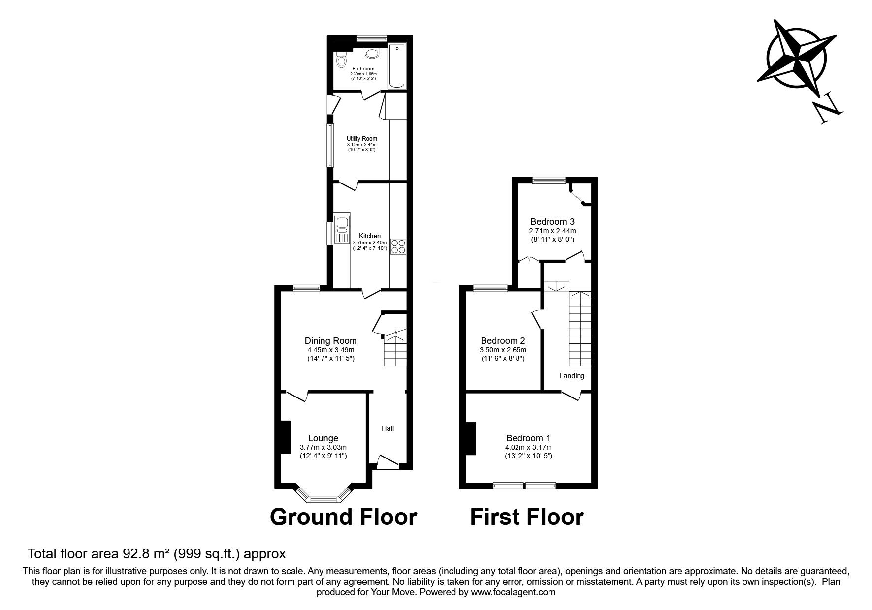 Floorplan of 3 bedroom Mid Terrace House for sale, Milburn Road, Gillingham, Kent, ME7