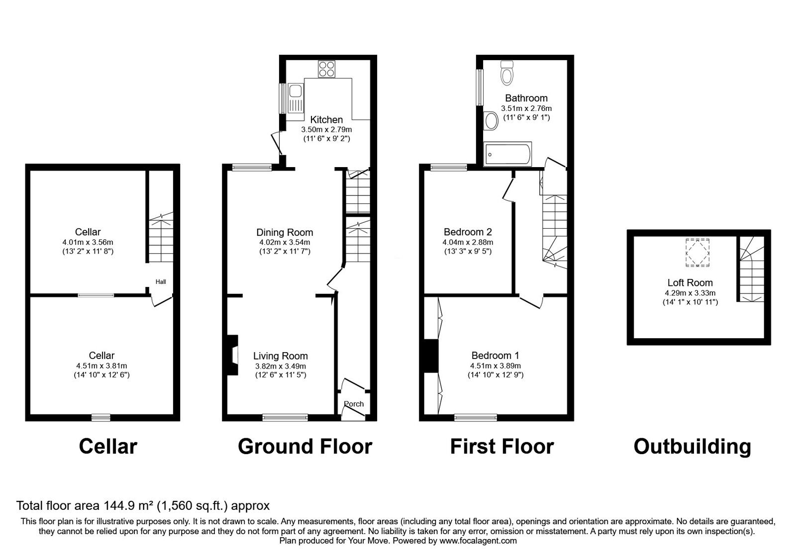 Floorplan of 2 bedroom Mid Terrace House for sale, Arden Street, Gillingham, Kent, ME7