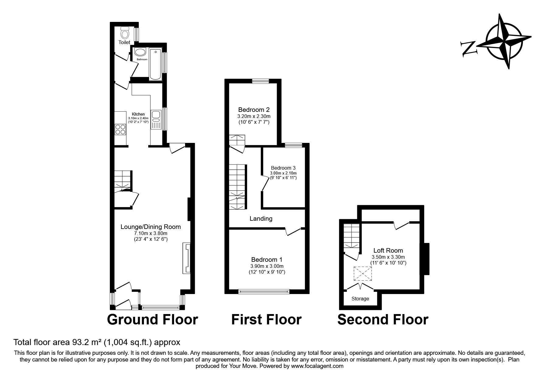 Floorplan of 3 bedroom Mid Terrace House for sale, Corporation Road, Gillingham, Kent, ME7