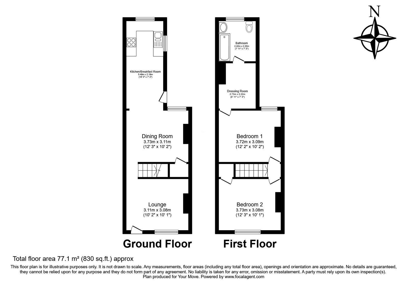 Floorplan of 2 bedroom Mid Terrace House for sale, Kimberley Road, Gillingham, Kent, ME7