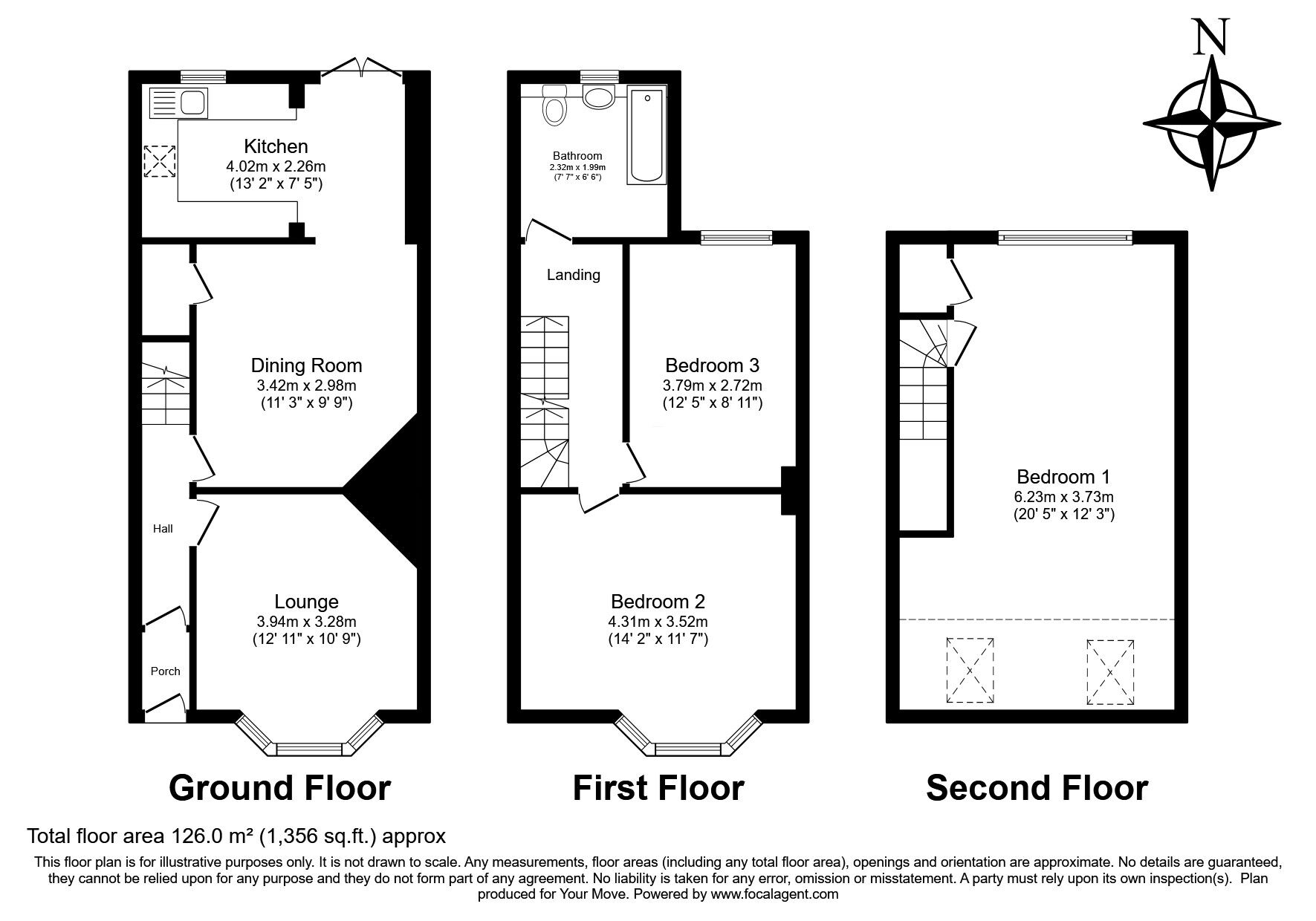 Floorplan of 3 bedroom Mid Terrace House for sale, The Chase, Gillingham, Kent, ME8