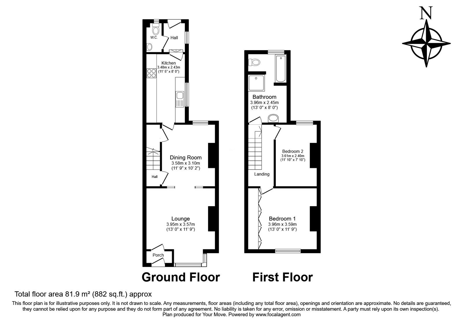 Floorplan of 2 bedroom End Terrace House for sale, Beresford Road, Gillingham, Kent, ME7