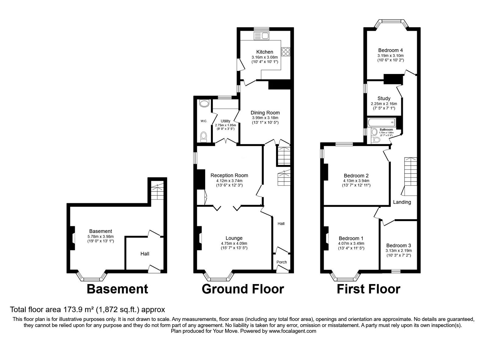 Floorplan of 4 bedroom Semi Detached House for sale, Stuart Road, Gillingham, Kent, ME7