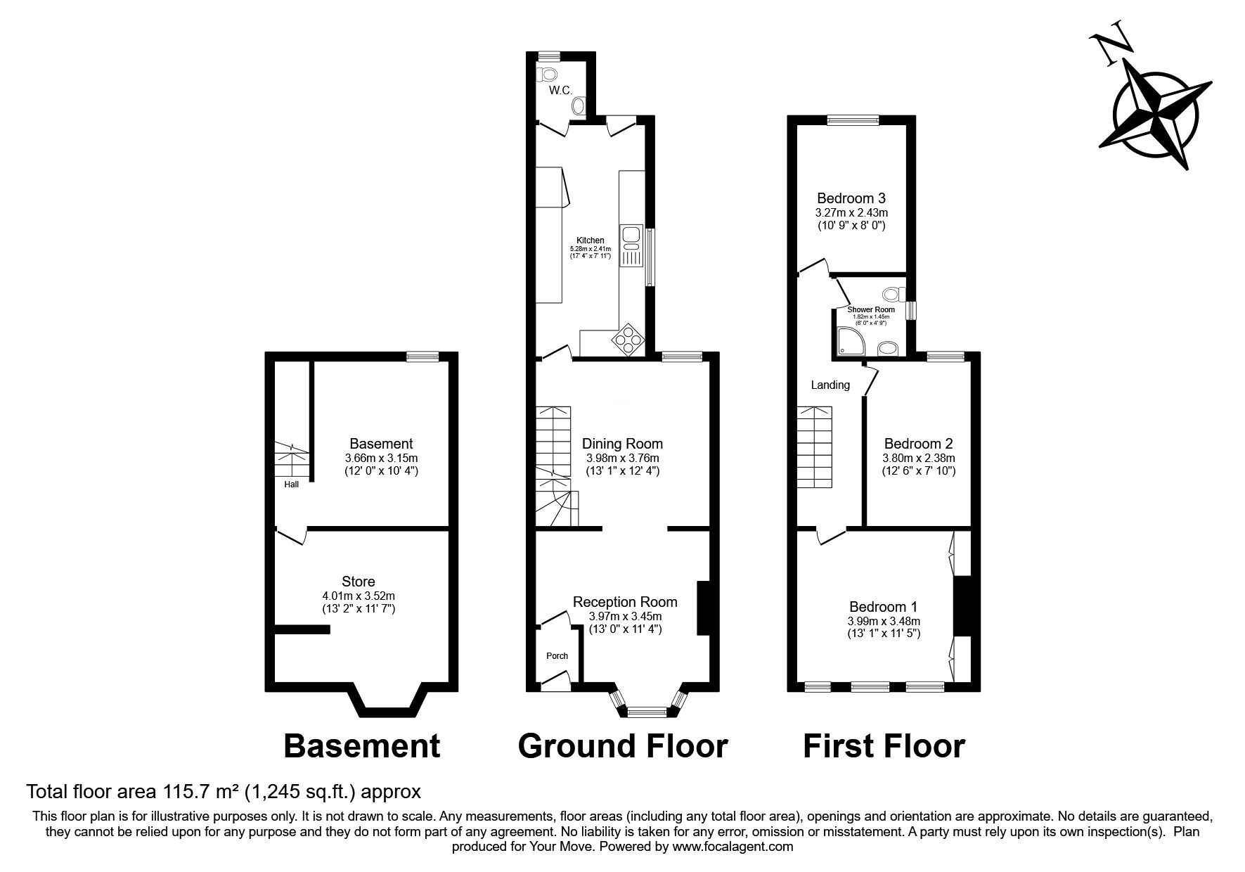 Floorplan of 3 bedroom House for sale, Balmoral Road, Gillingham, Kent, ME7