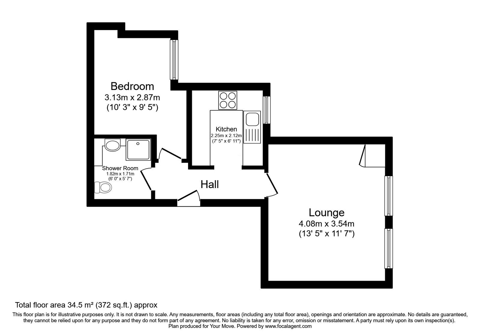 Floorplan of 1 bedroom Flat for sale, Skinner Street, Gillingham, Kent, ME7