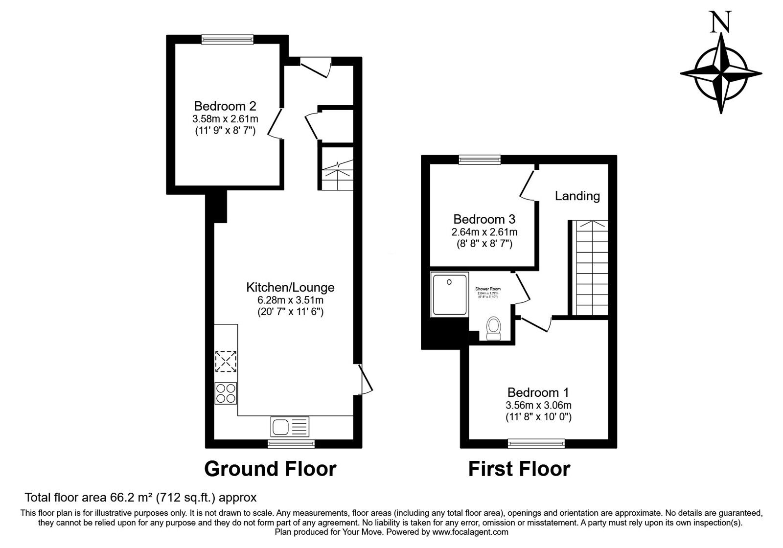 Floorplan of 3 bedroom Semi Detached House for sale, Cooling Road, Rochester, Kent, ME2