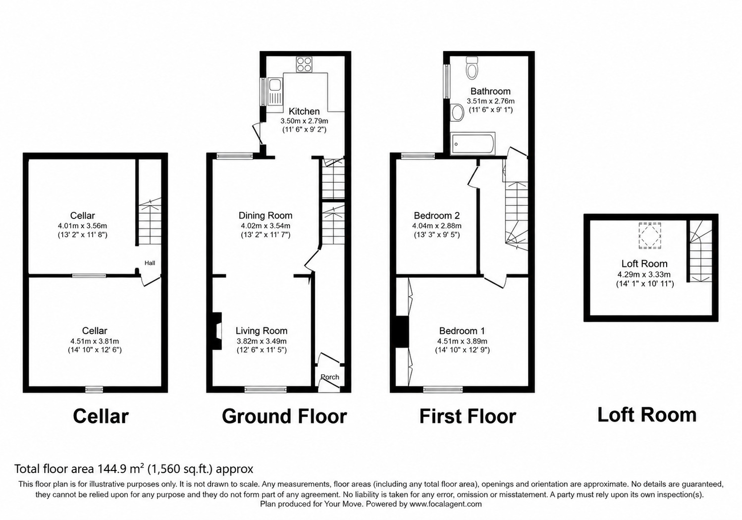 Floorplan of 2 bedroom Mid Terrace House for sale, Arden Street, Gillingham, Kent, ME7