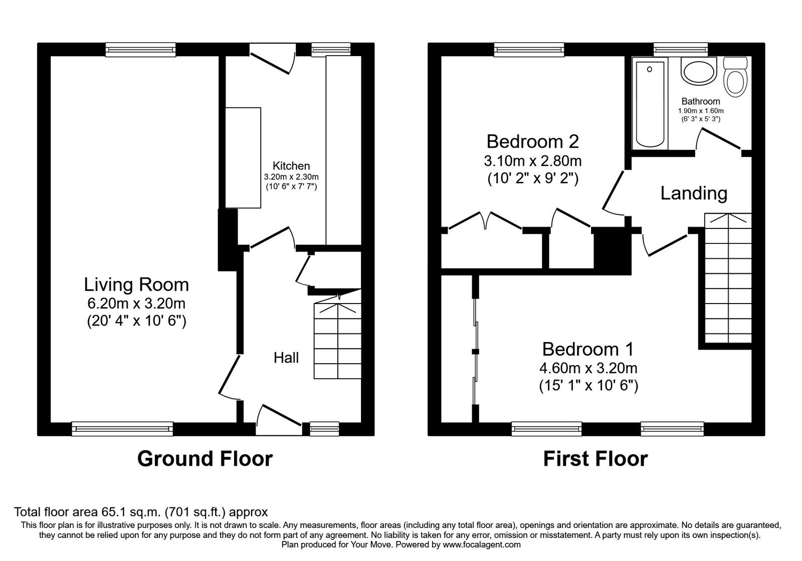 Floorplan of 2 bedroom Mid Terrace House for sale, Reid Place, Glenrothes, Fife, KY6
