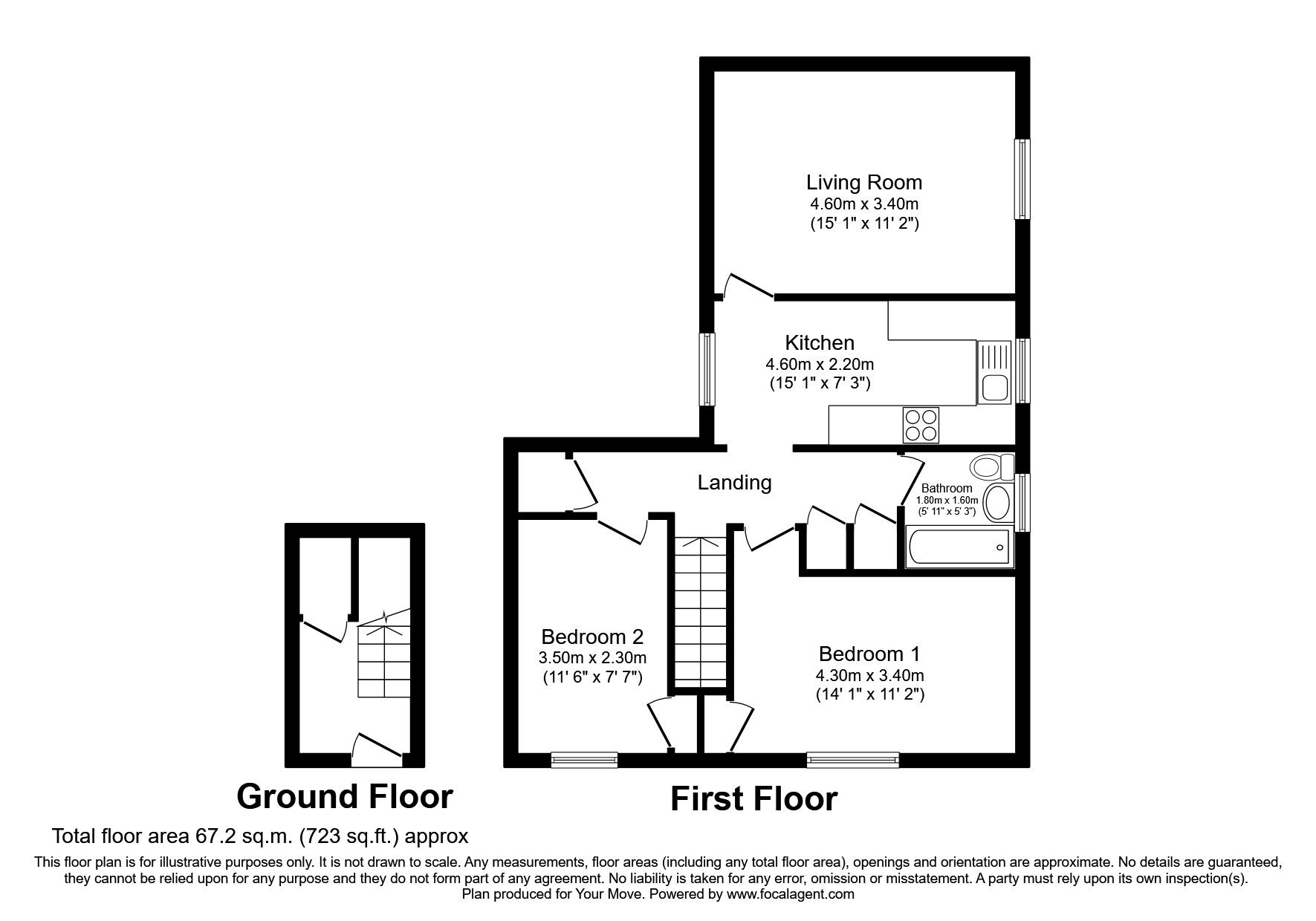 Floorplan of 2 bedroom  Flat to rent, Huntly Drive, Glenrothes, KY6