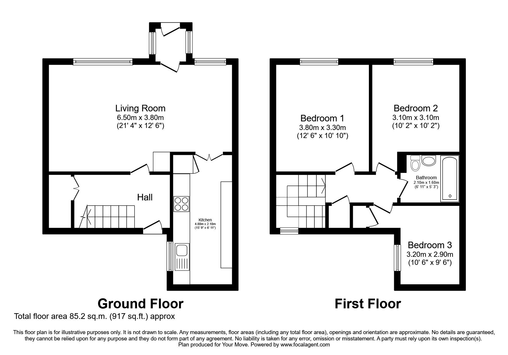 Floorplan of 3 bedroom End Terrace House to rent, Colliston Avenue, Glenrothes, KY7