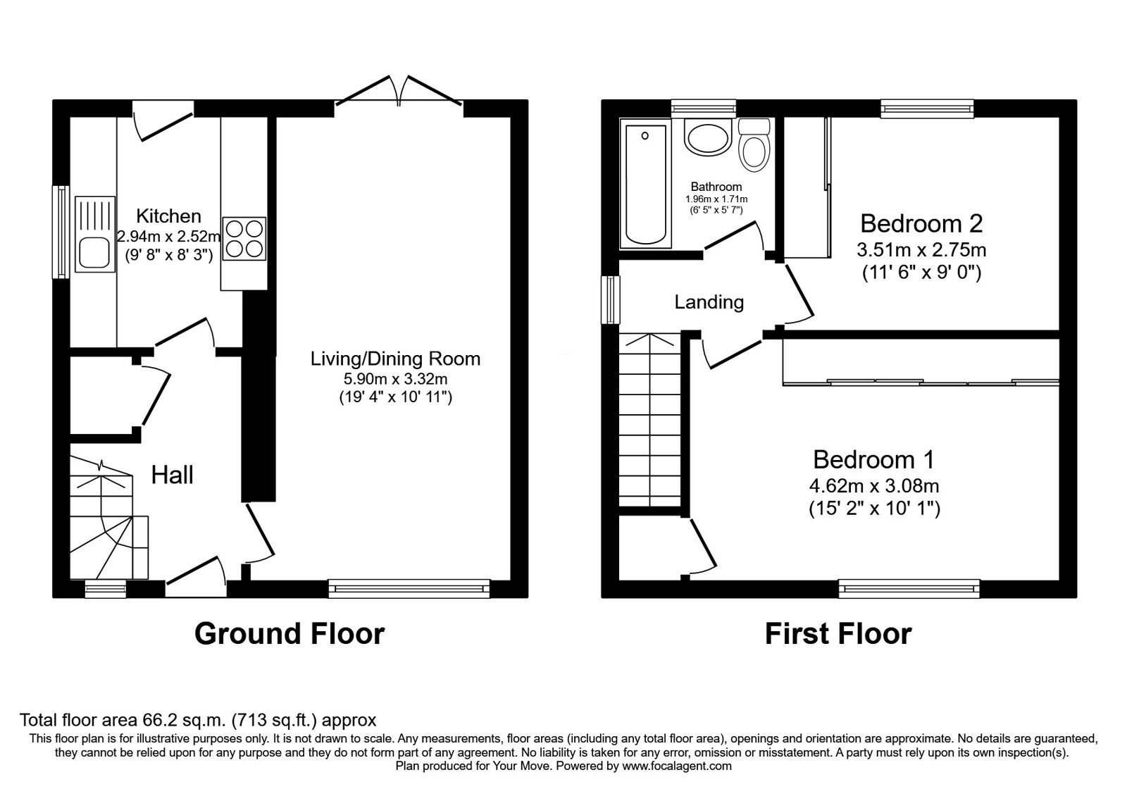 Floorplan of 2 bedroom Semi Detached House for sale, Main Street, Milton of Balgonie, Glenrothes, KY7