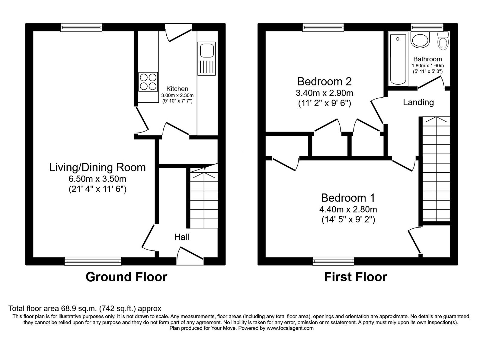 Floorplan of 2 bedroom Mid Terrace House for sale, Ivanhoe Drive, Glenrothes, Fife, KY6