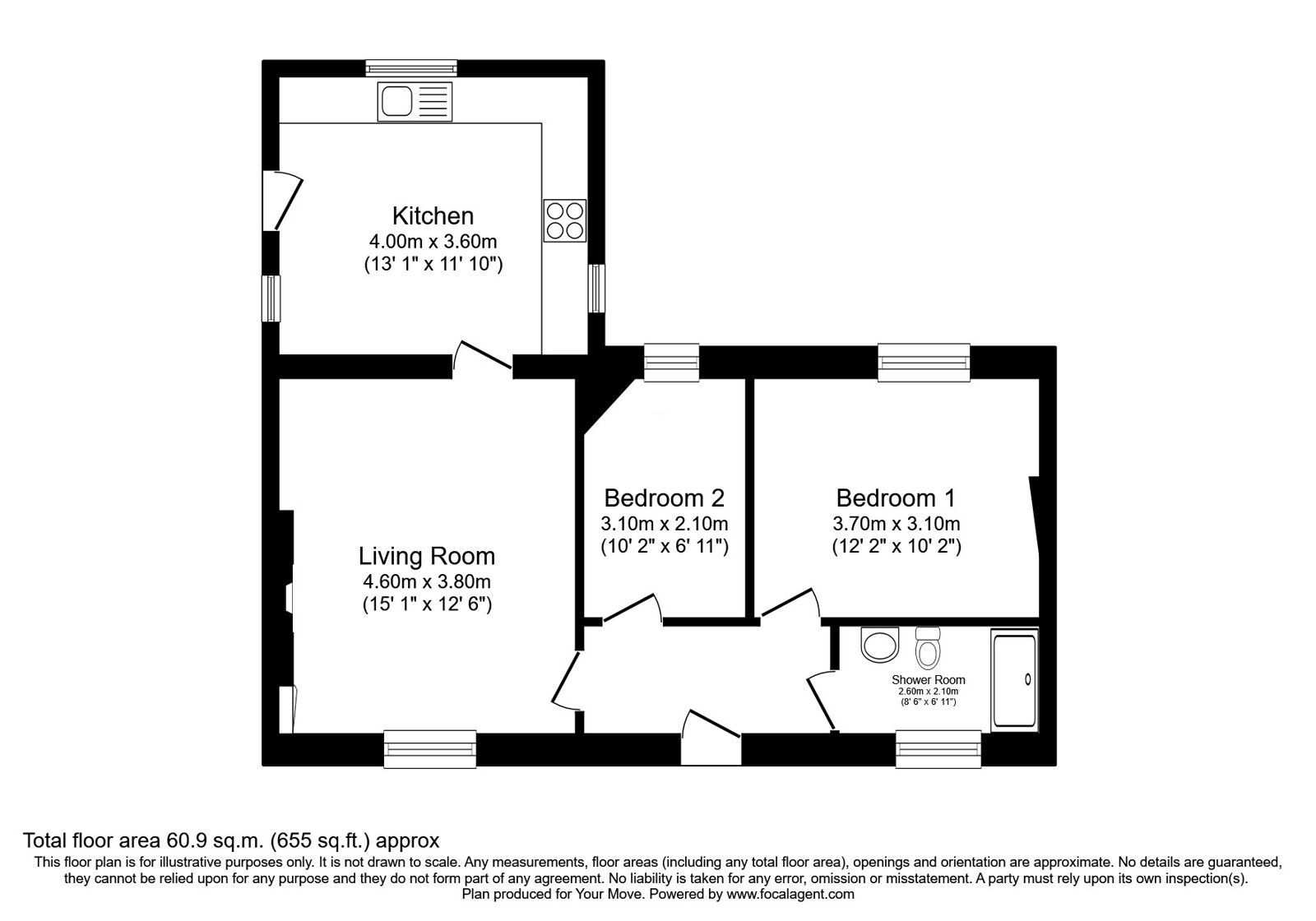 Floorplan of 2 bedroom Detached Bungalow for sale, Main Road, East Wemyss, Fife, KY1