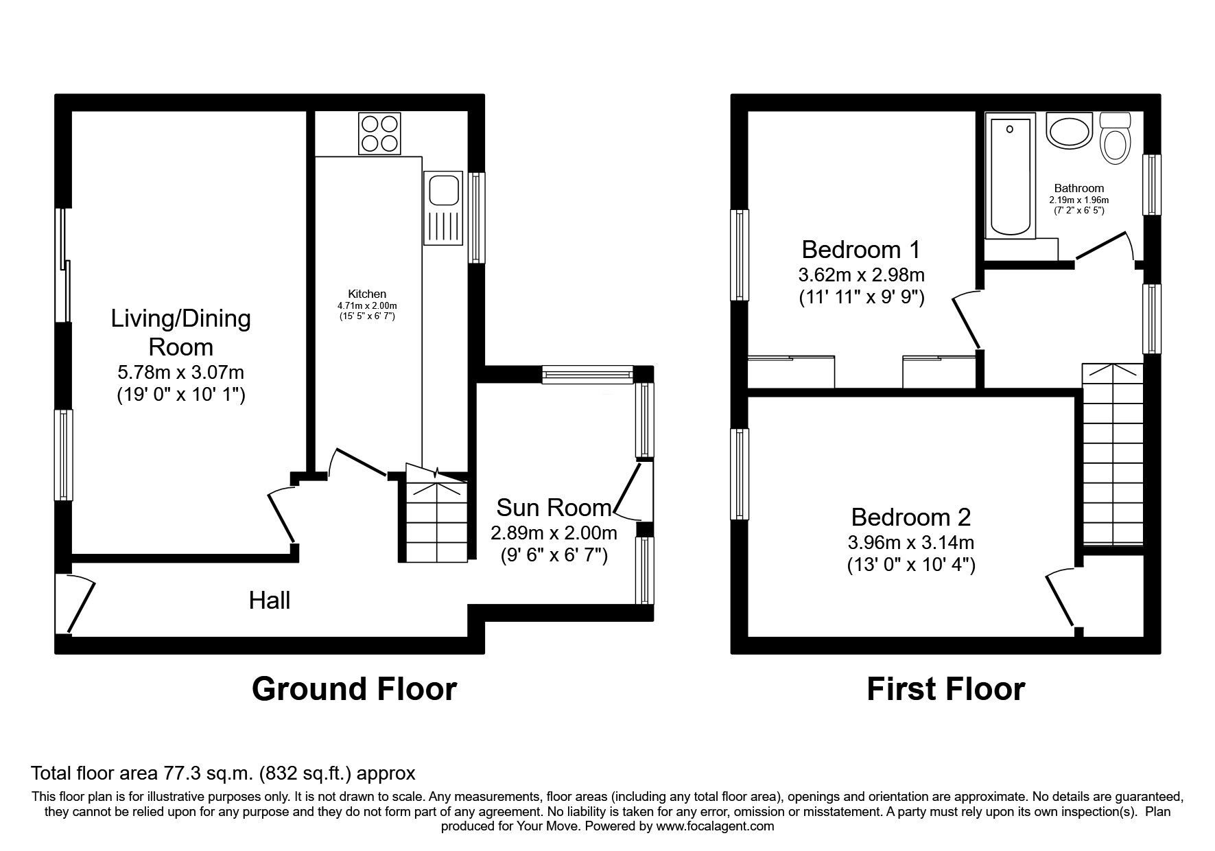 Floorplan of 2 bedroom Mid Terrace House for sale, Minto Crescent, Glenrothes, KY6