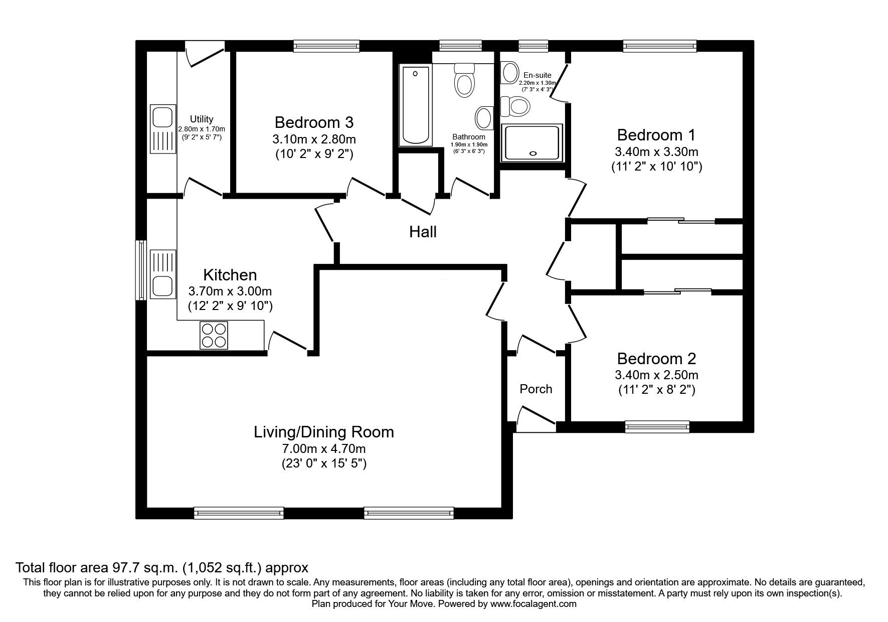 Floorplan of 3 bedroom Detached Bungalow for sale, Newton Place, East Wemyss, Fife, KY1