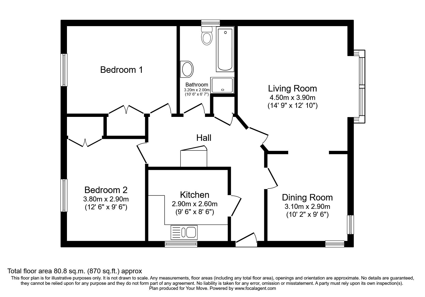 Floorplan of 2 bedroom Detached Bungalow for sale, Formonthills Lane, Glenrothes, Fife, KY6