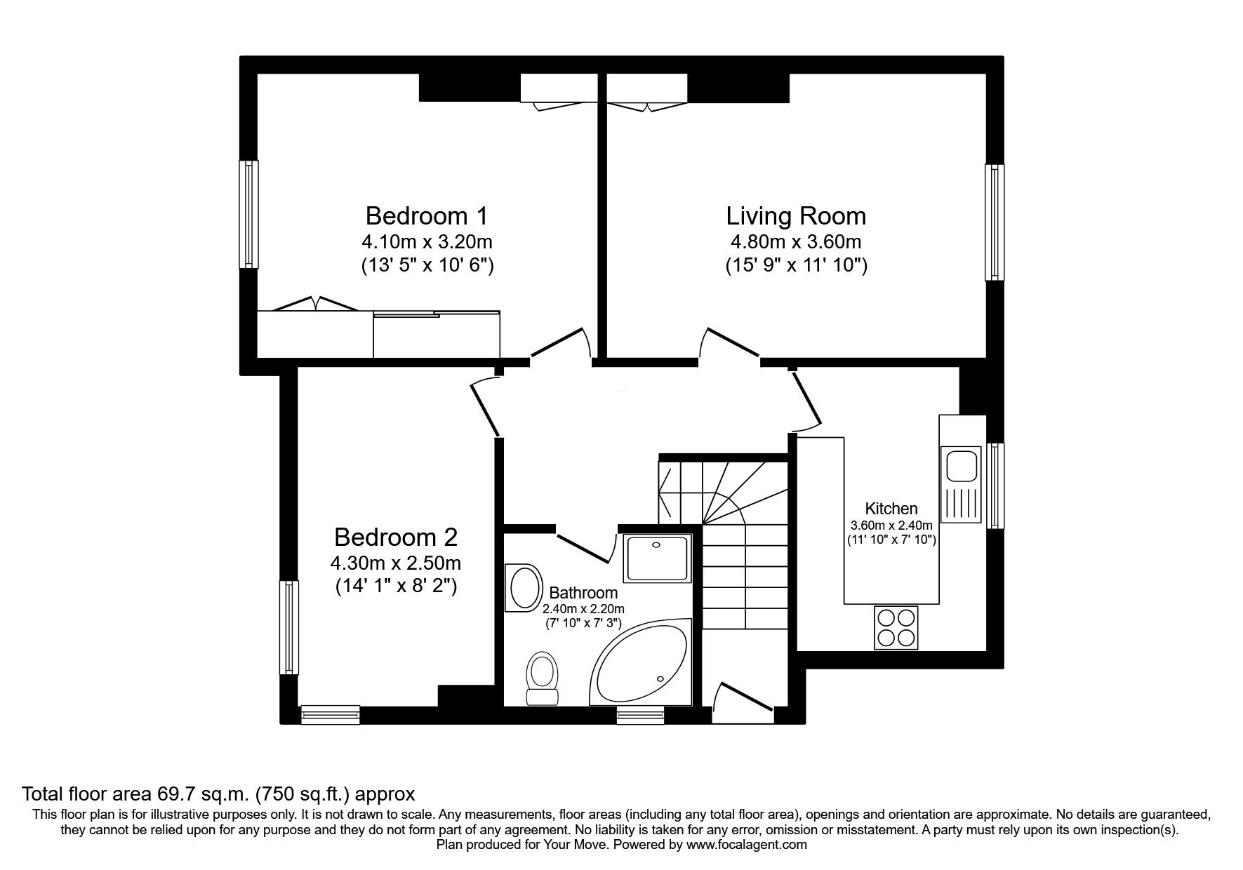 Floorplan of 2 bedroom  Flat for sale, Chapel Place, Kirkcaldy, Fife, KY2