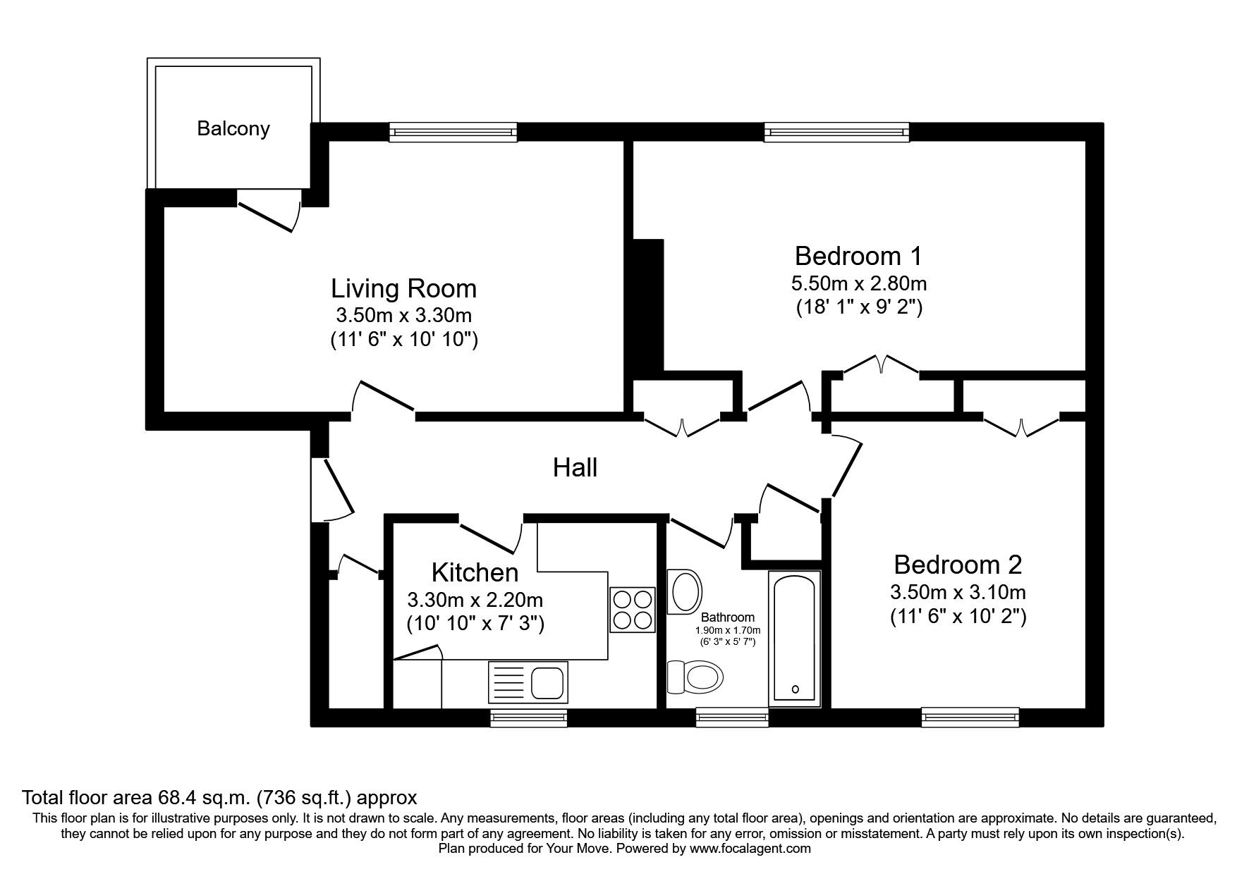 Floorplan of 2 bedroom  Flat for sale, Bighty Avenue, Glenrothes, Fife, KY7