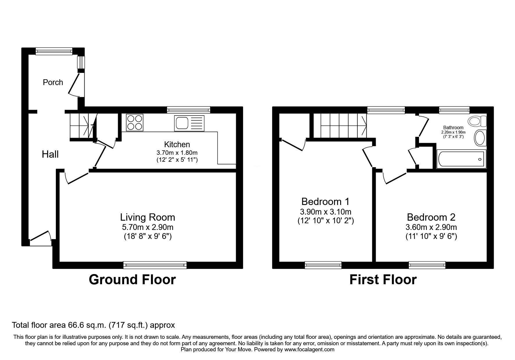 Floorplan of 2 bedroom Mid Terrace House for sale, Forres Drive, Glenrothes, Fife, KY6