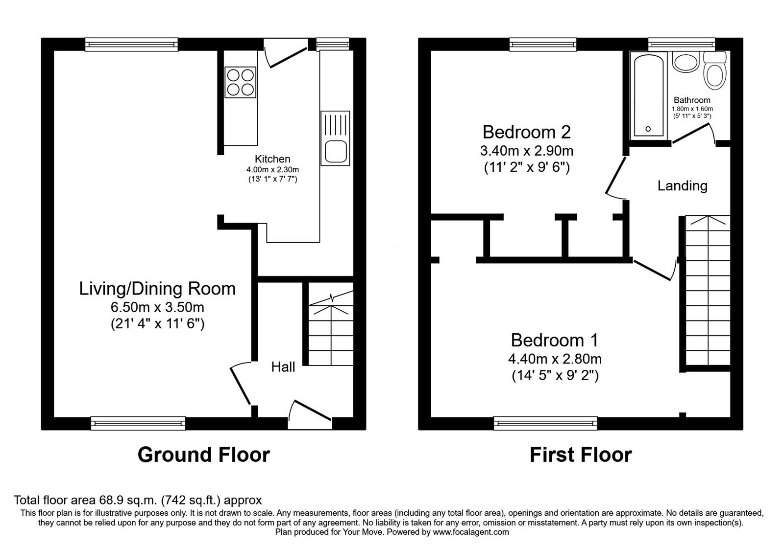 Floorplan of 2 bedroom Mid Terrace House for sale, Muirfield Drive, Glenrothes, Fife, KY6