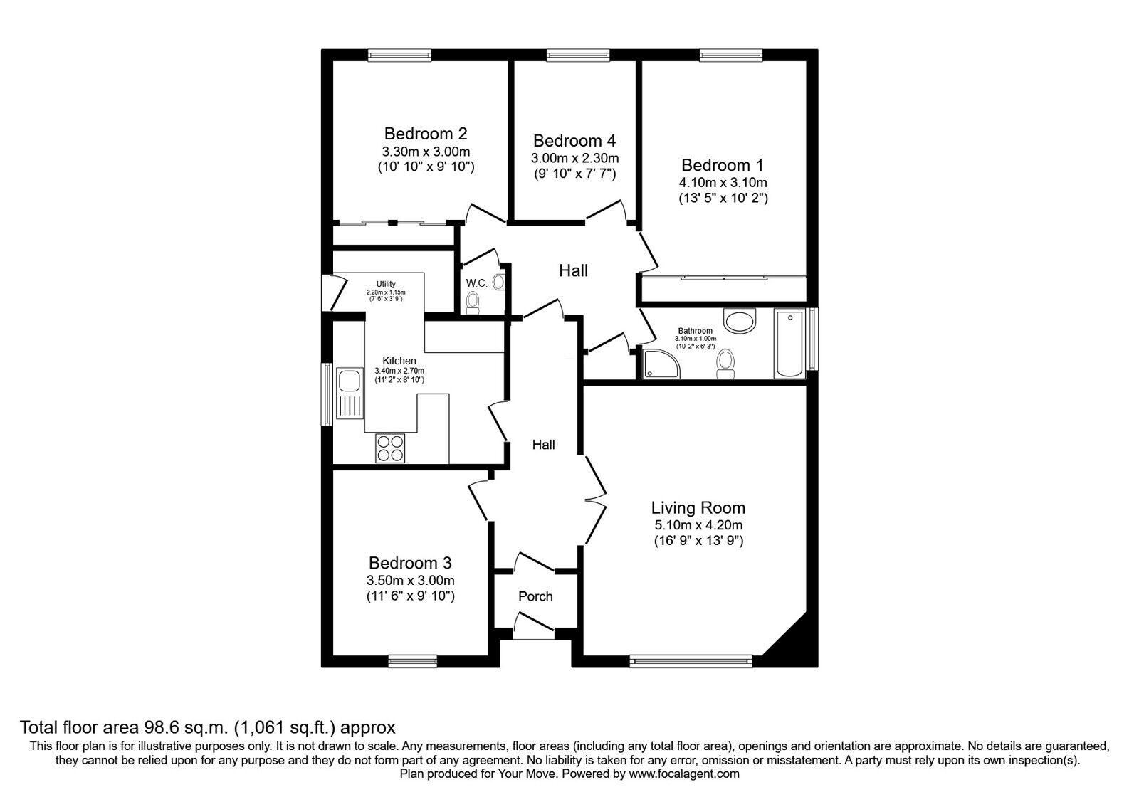 Floorplan of 4 bedroom Detached Bungalow for sale, Lochaber Court, Glenrothes, Fife, KY6