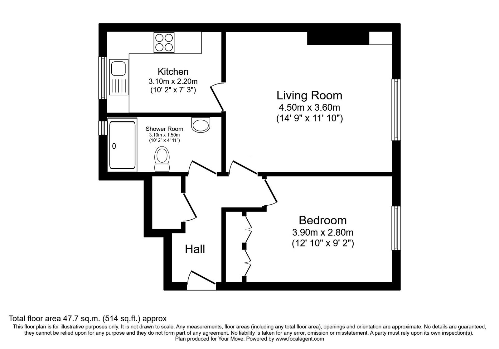 Floorplan of 1 bedroom  Flat for sale, Balgarvie Crescent, Cupar, Fife, KY15