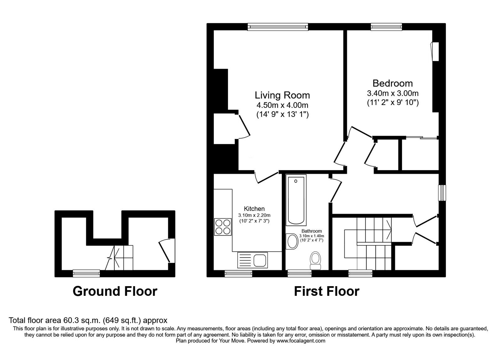 Floorplan of 1 bedroom  Flat for sale, Millburn Avenue, Coaltown, Fife, KY7