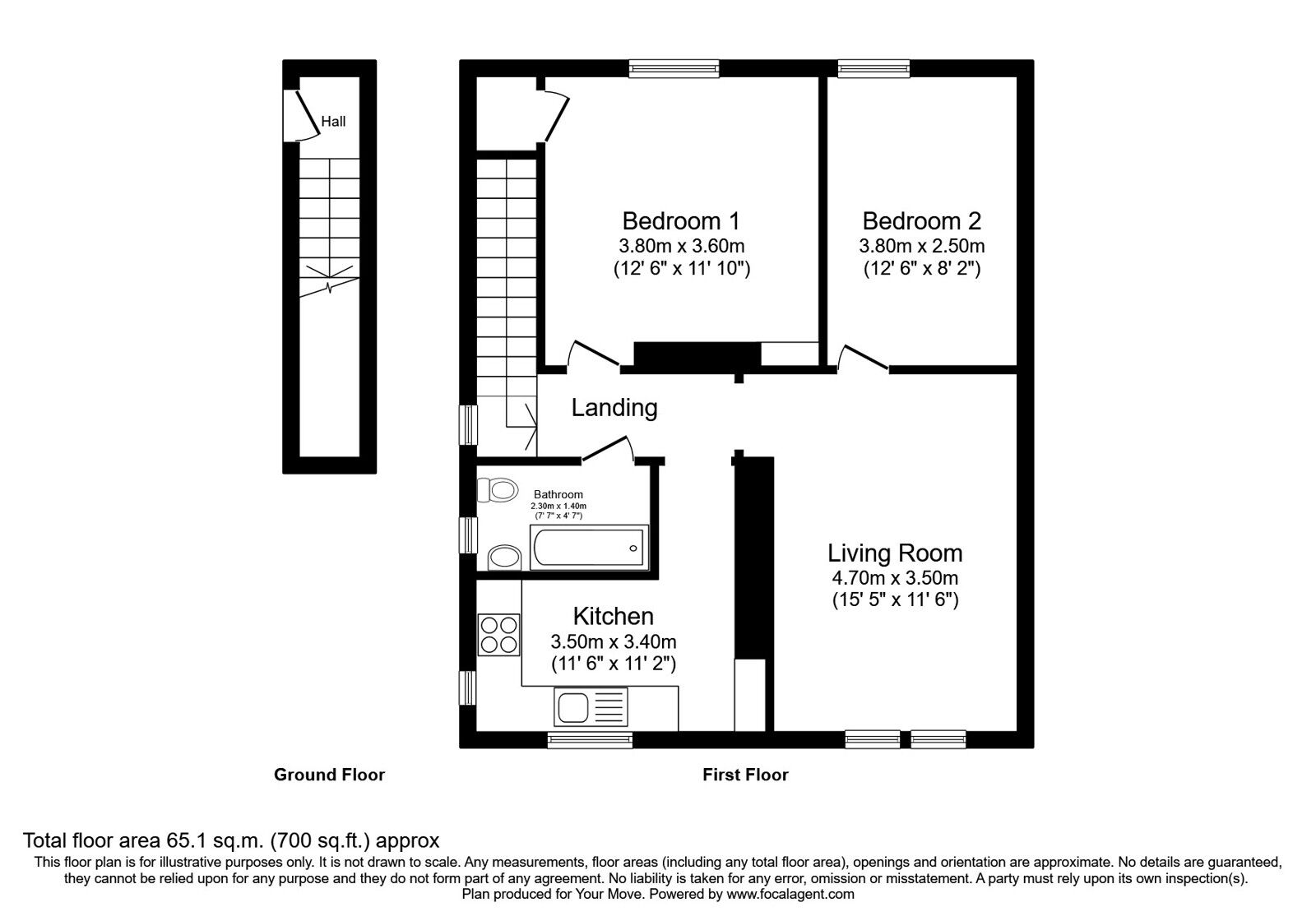 Floorplan of 2 bedroom  Flat for sale, Ballingry Road, Lochore, Fife, KY5