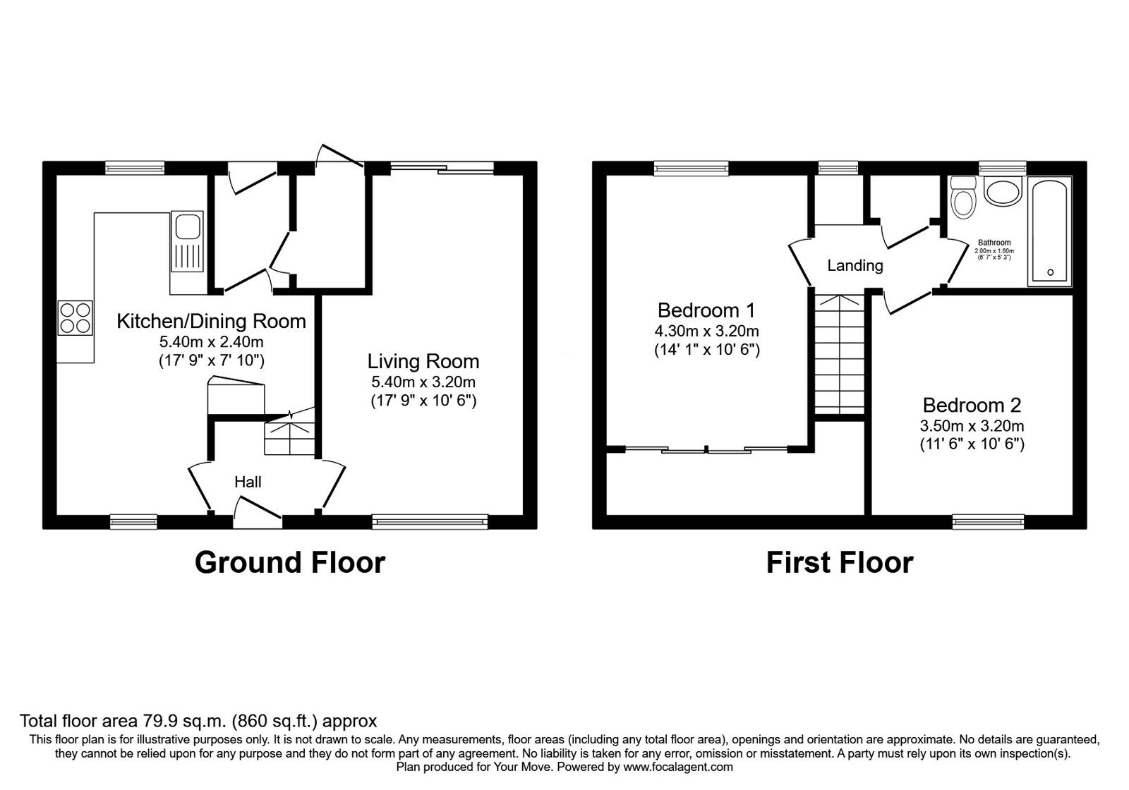Floorplan of 2 bedroom Mid Terrace House for sale, Affric Road, Glenrothes, Fife, KY7