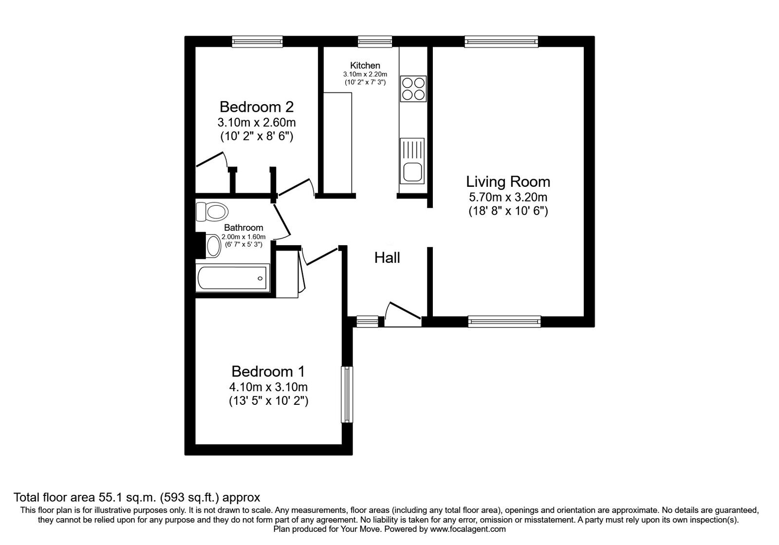 Floorplan of 2 bedroom End Terrace Flat for sale, Alves Drive, Glenrothes, Fife, KY6