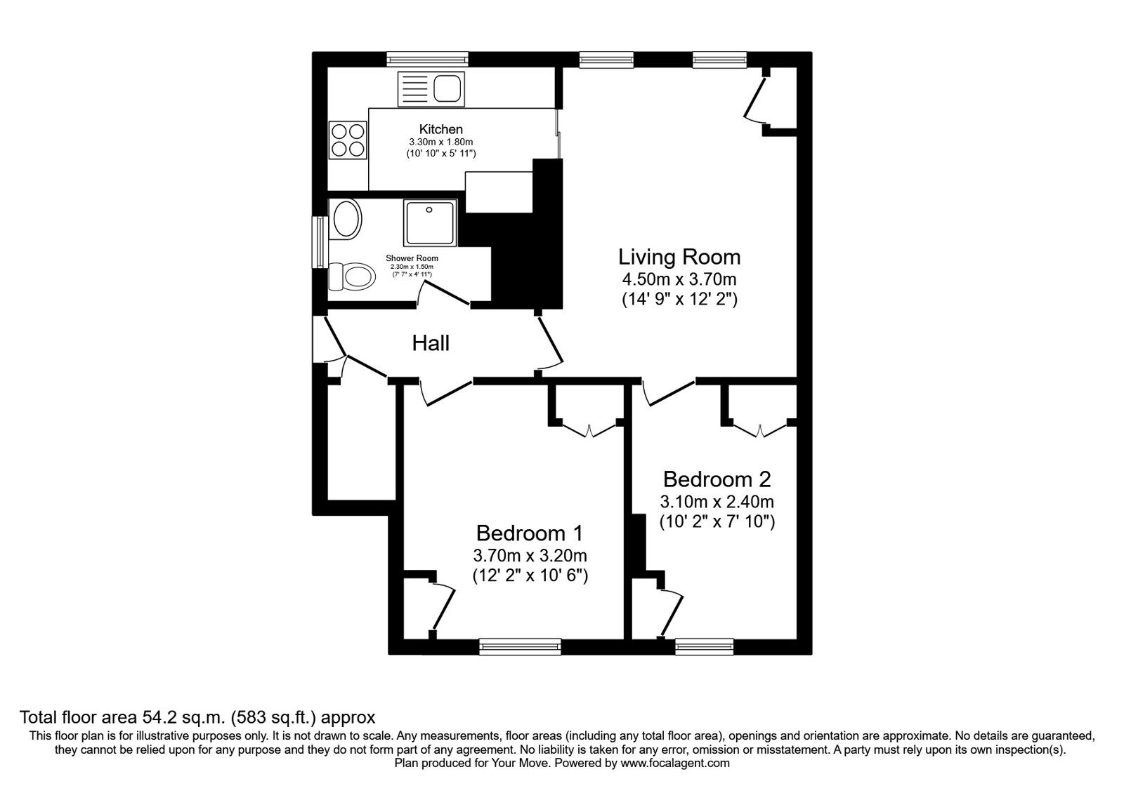 Floorplan of 2 bedroom  Flat for sale, Balgarvie Crescent, Cupar, Fife, KY15